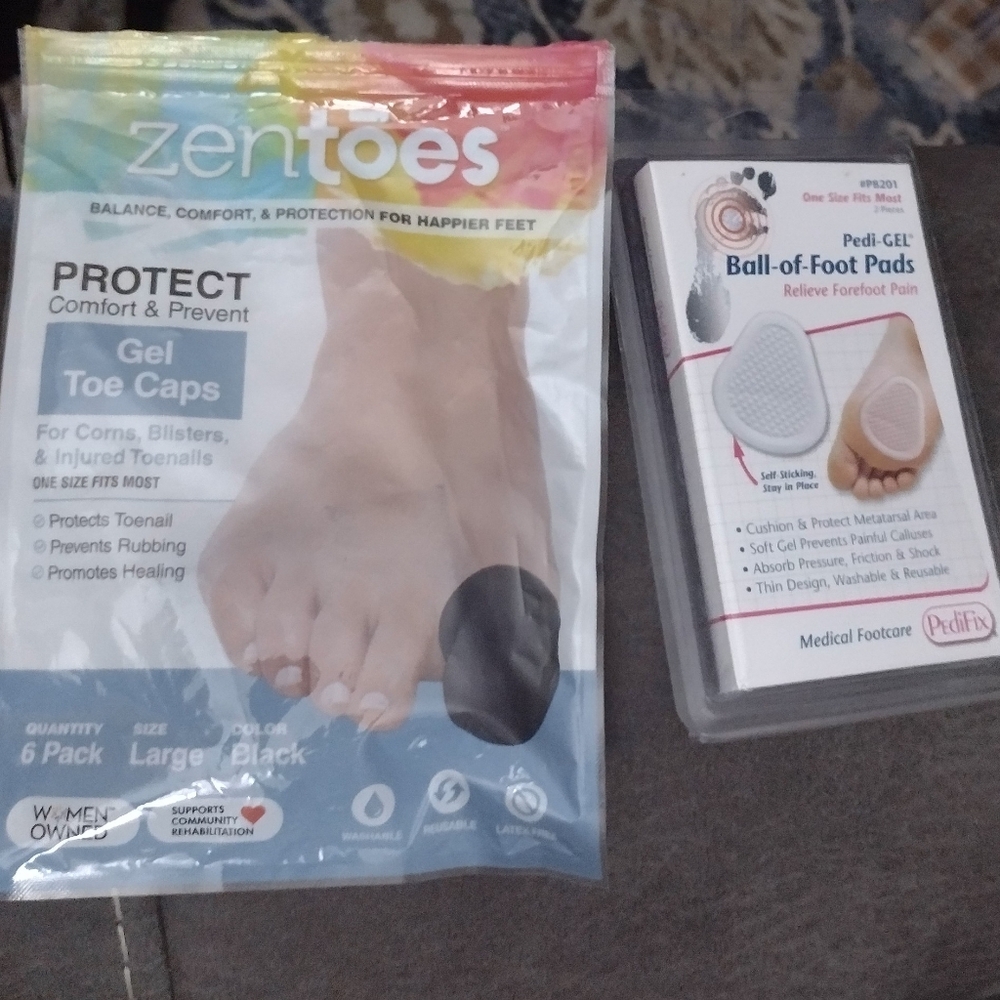 ZenToes Gel Toe Caps and PediFix Ball-of-Foot Pads
